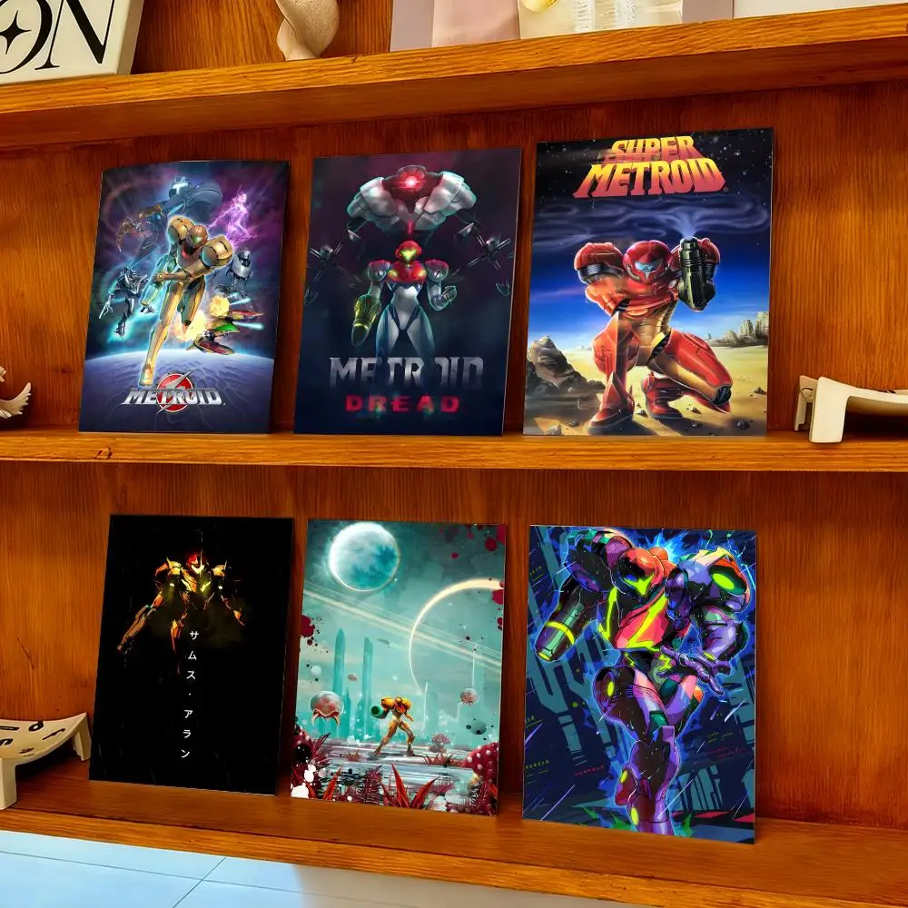 Retro Game Console Game M-Metroid Poster Self-adhesive Painting with prints Home bedroom living room decoration