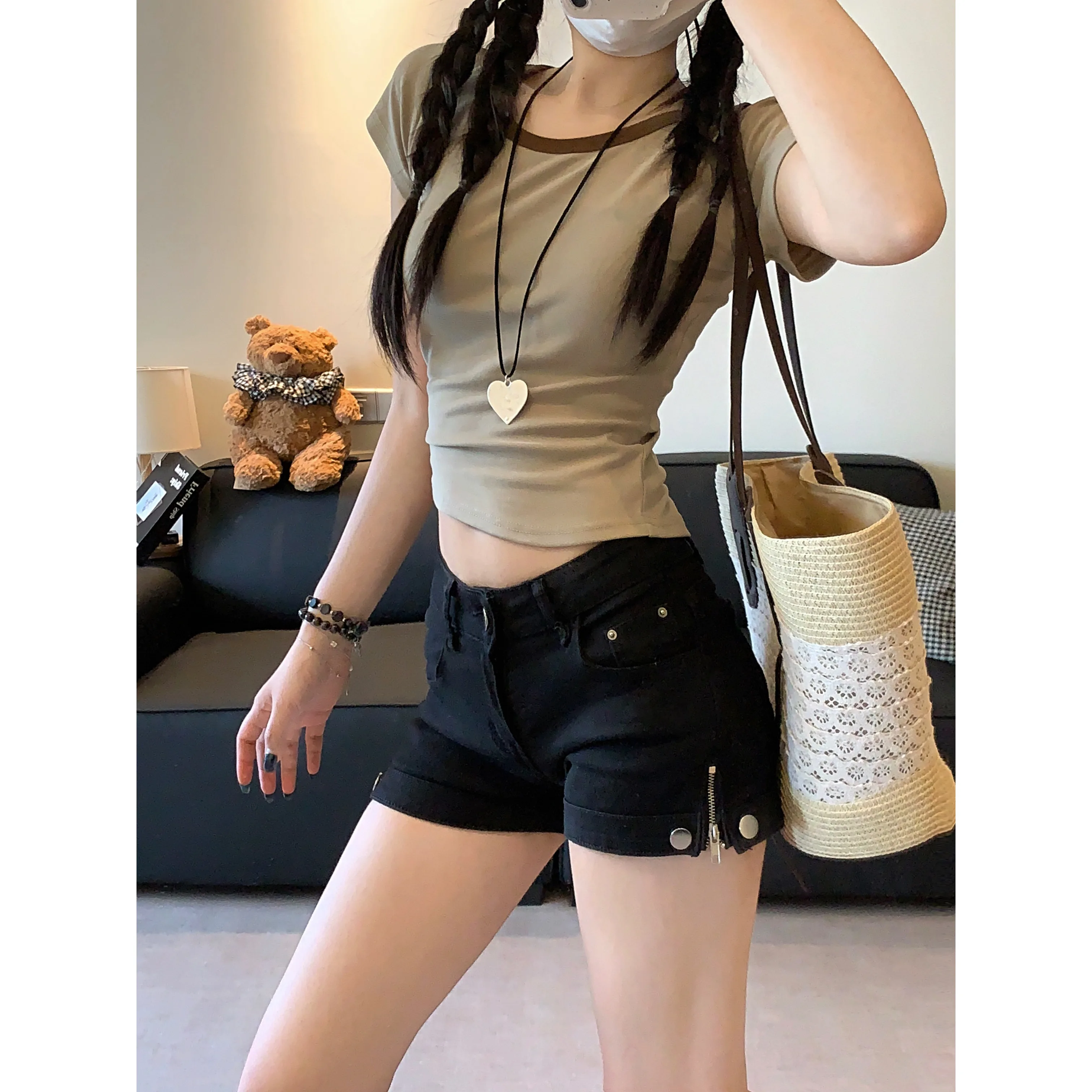 

New high waisted straight leg jeans, popular for slimming and slimming, spicy girl pants, set pants