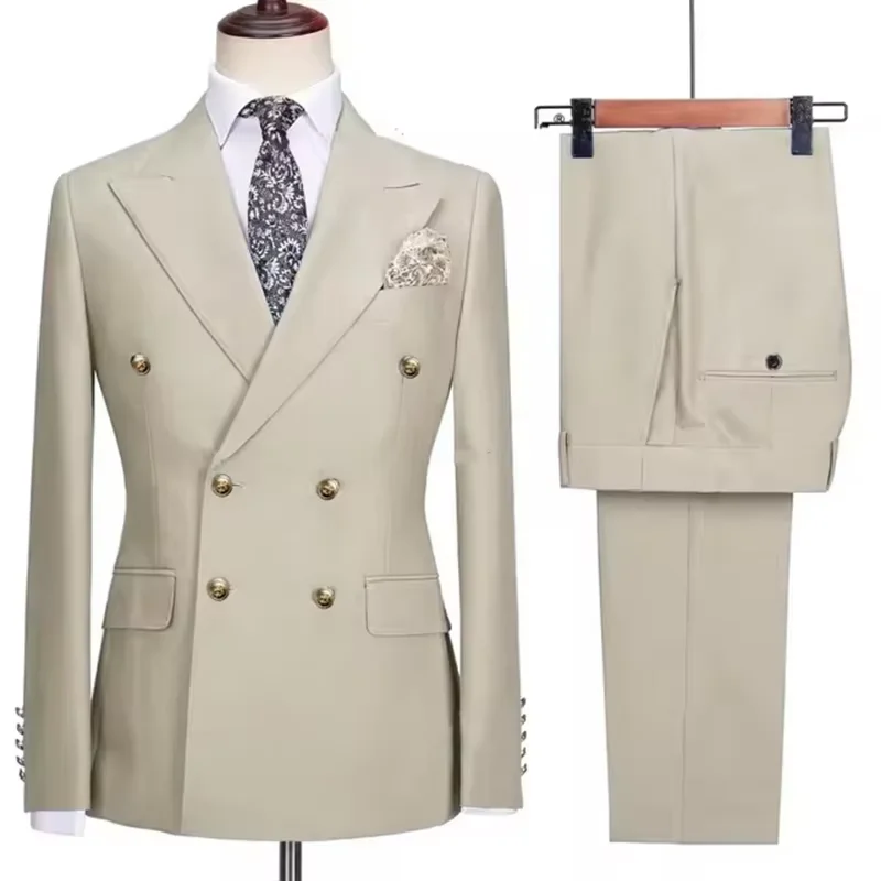 2025 Neuer Herren-Anzug, 2-teilig (Jacke + Hose), zweireihig, schmale Passform, eleganter Anzug, Hochzeit, Bräutigam, Business, Bankett, maßgeschneidert