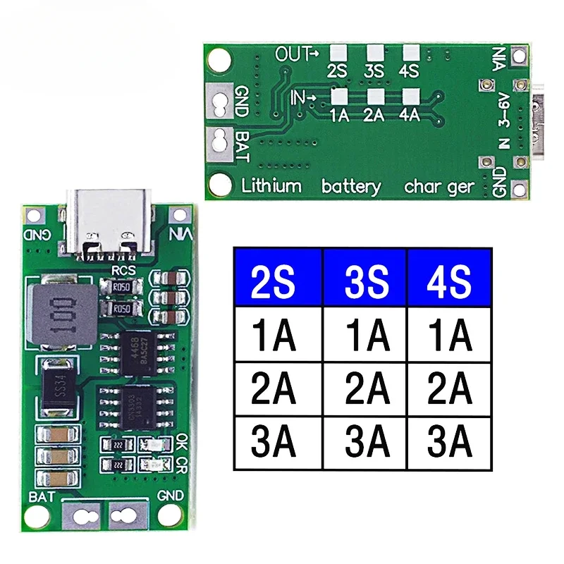 2PCS 2S 3S 4S Type-C To 8.4V 12.6V 16.8V Step-Up Boost LiPo Polymer Li-Ion Charger 7.4V 11.1V 14.8V 18650 Lithium Battery