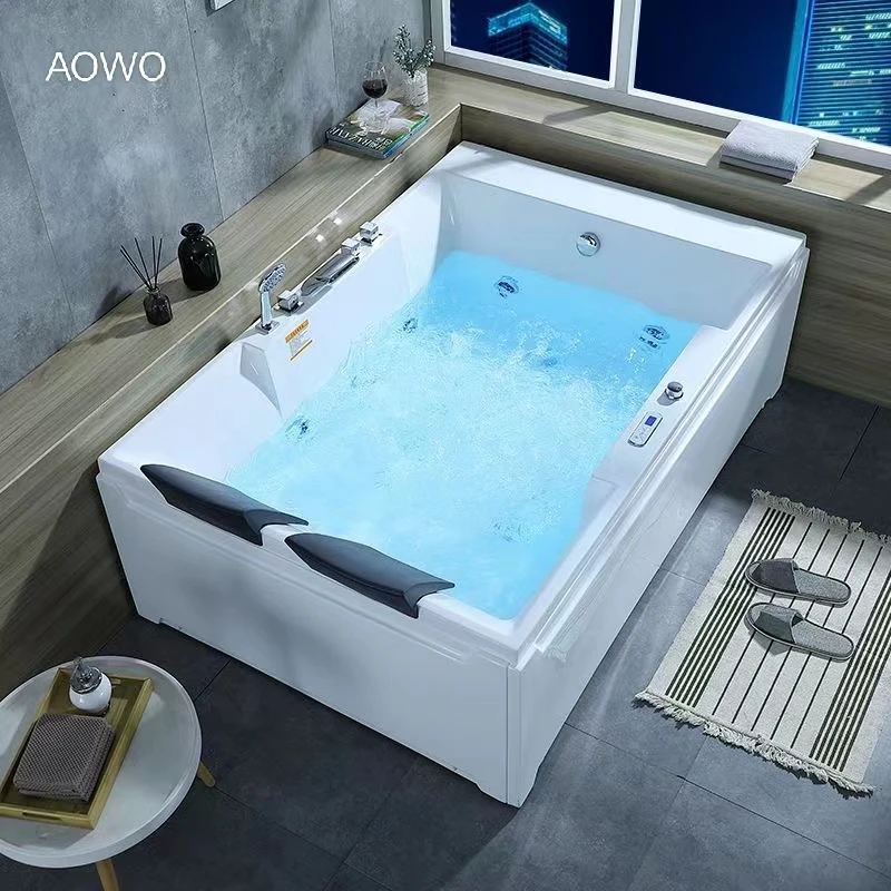 

Two-person Recessed Spa Tub Therapy Whirlpool Bathtub With Digital Control And Large Waterfall Hot Tubs, Acrylic Hydro Yacuzzi
