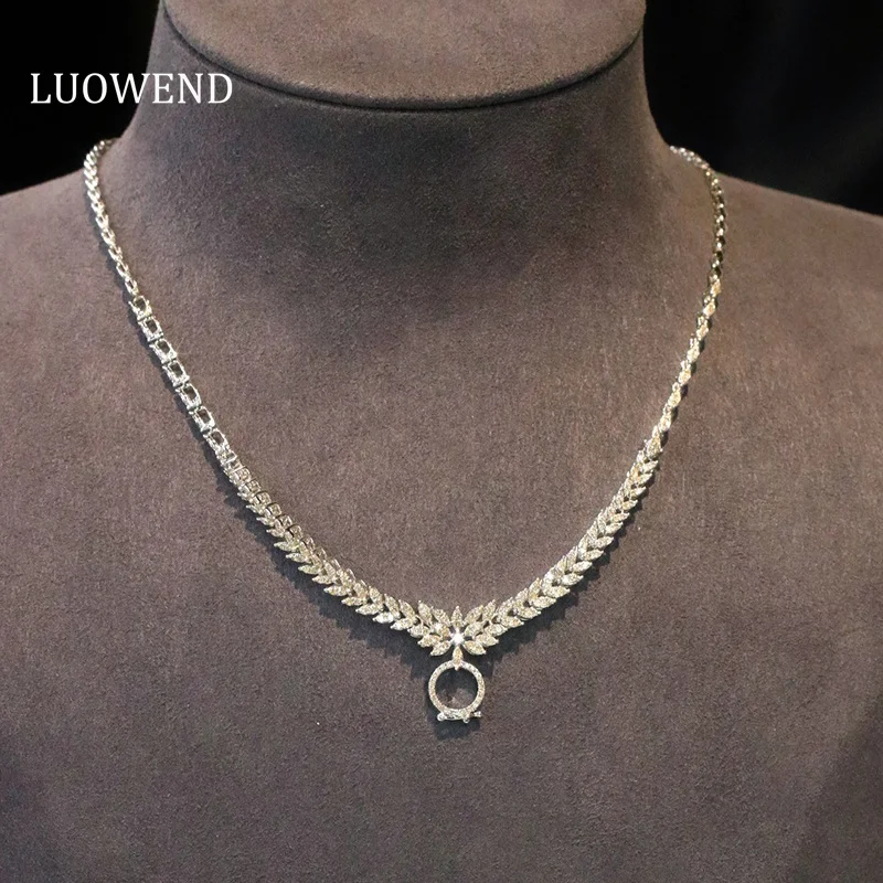 Collar LUOWEND 100% Oro Blanco de 18K, Estilo Elegante y Lujoso, Collar con Diamante Natural Real de 1.50 Quilates para Mujer, Joyería de Alta Gama para Fiestas