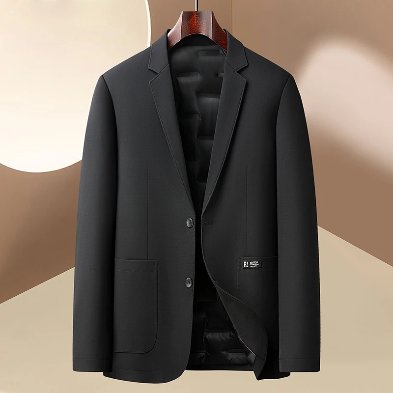 

Winter Men Down Down Puff Blazers Thermal Lightweight Suit Jacket Black Gray Navy Blue Outfits Warm Business Casual Garment