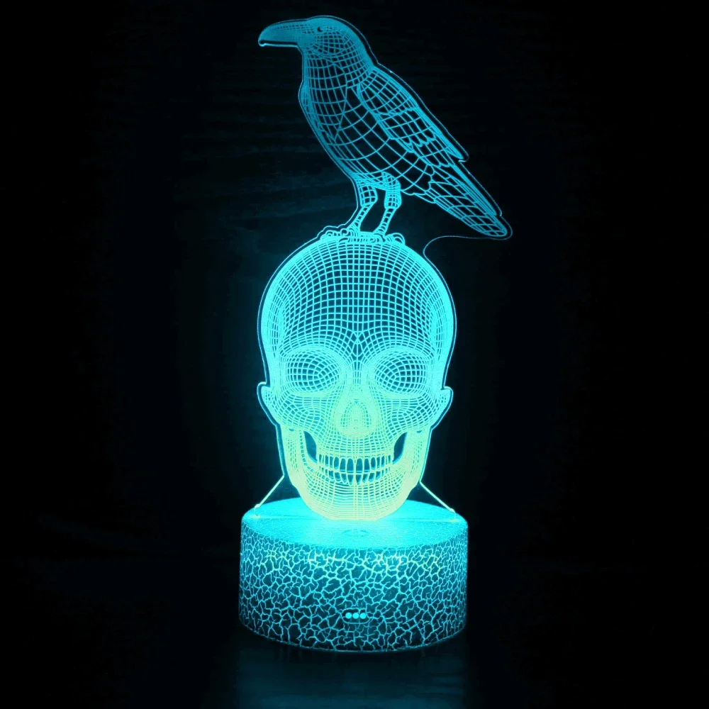 Nighdn Skull En Eagle Bureaulamp 7 Kleurveranderende Usb Led Nachtlampje Voor Slaapkamerdecoratie Halloween Cadeau Voor Kinderen Jongens Mannen