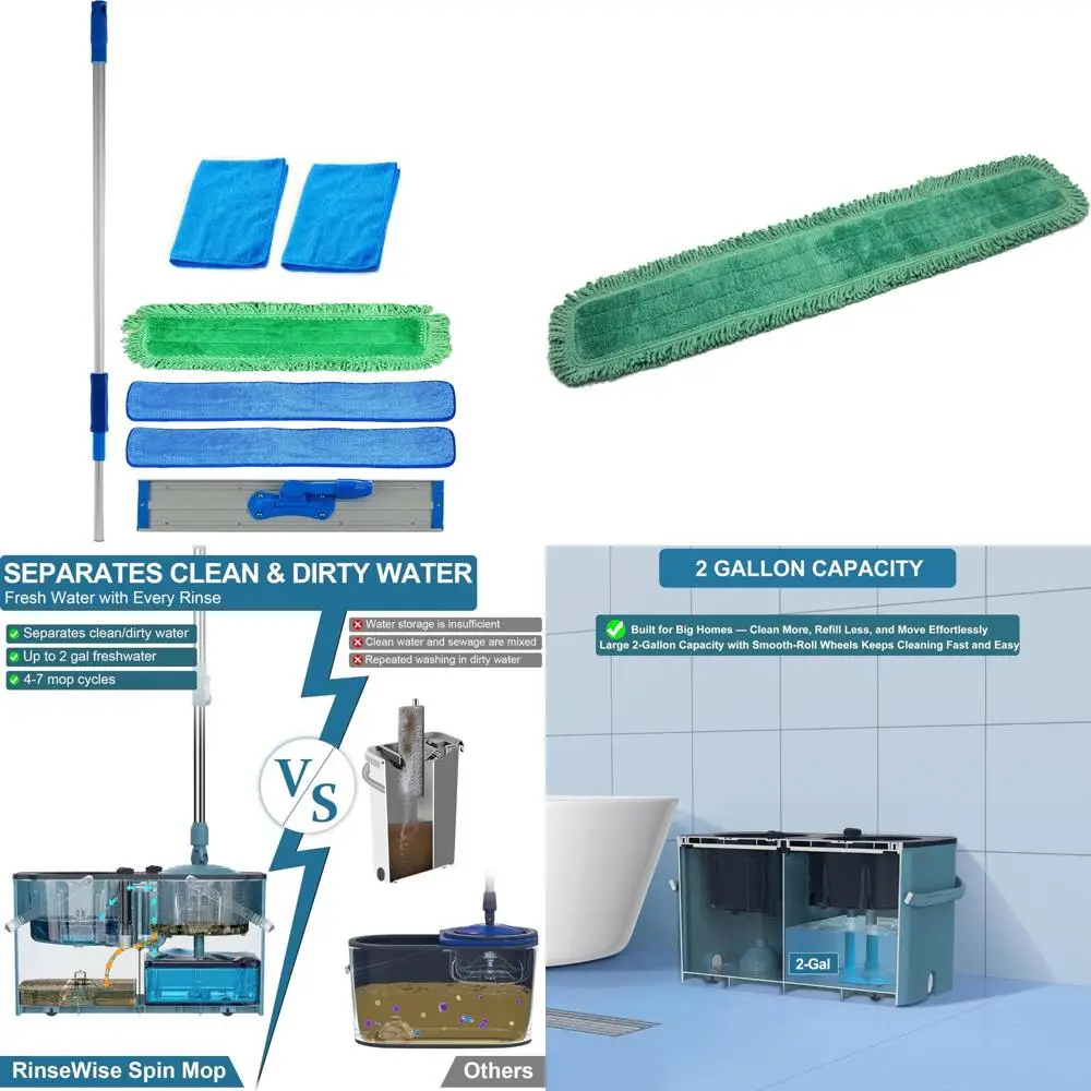 

Heavy Duty 36 Inch Microfiber Mop Kit with Telescopic Handle for Commercial Floor Cleaning