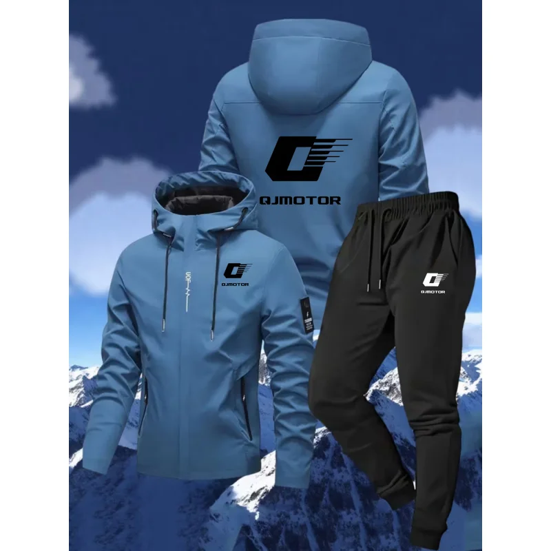 

Куртка с капюшоном QJMOTOR и комплект из двух предметов (брюки) для повседневного использования и путешествий на природе.