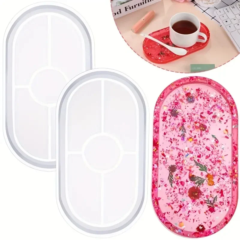 DIY Oval Mold Ashtray Mold Coaster Flexible Silicone Tray Mold Polygon Epoxy Resin Casting Molds Plaster Mold DIY Craft Tool