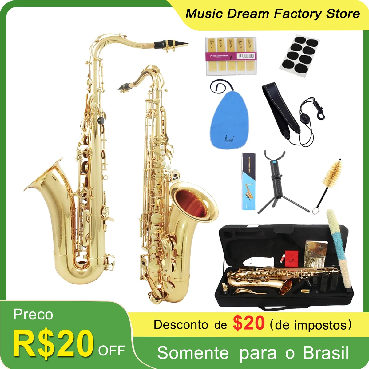 

SLADE Professional Bb Tenor Saxophone Brass High Quality Saxophone Music Instrument Tenor Sax with Case Reeds Bracket Parts