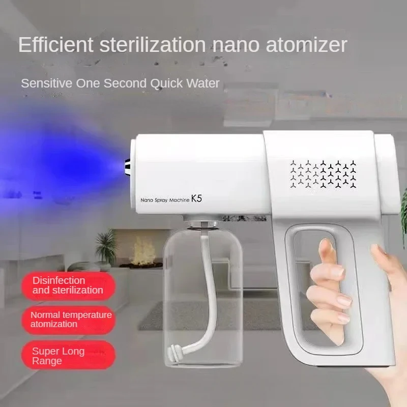 

K5 Rechargeable Disinfection Gun Nano Blue Light Spray Household Hand-held Alcohol Sterilization Atomizer Electric Sprayer