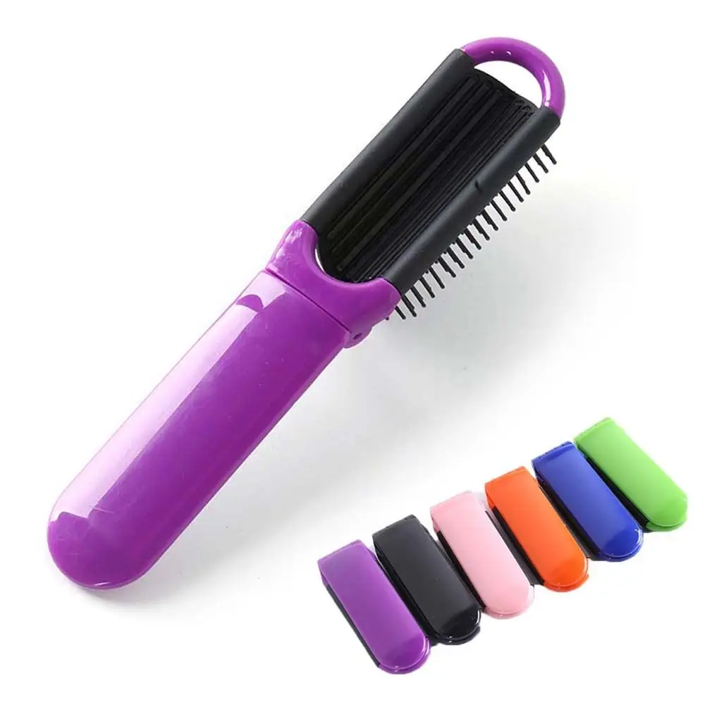 Anti Static 2 in 1 Comb Mirror Set Mini Colorful Air Bag Hair Comb Compact Pocket Dual-Use Foldable Hair Brush with Mirror