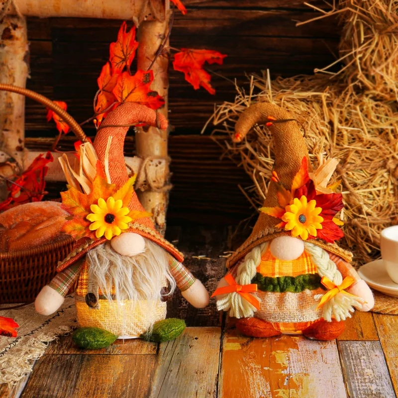 Décoration de la série de beurre d'épouvantail de Thanksgiving, saison des récoltes, cuir chevelu d'érable, chapeau de paille, décoration de bureau créative, cadeau d'anniversaire