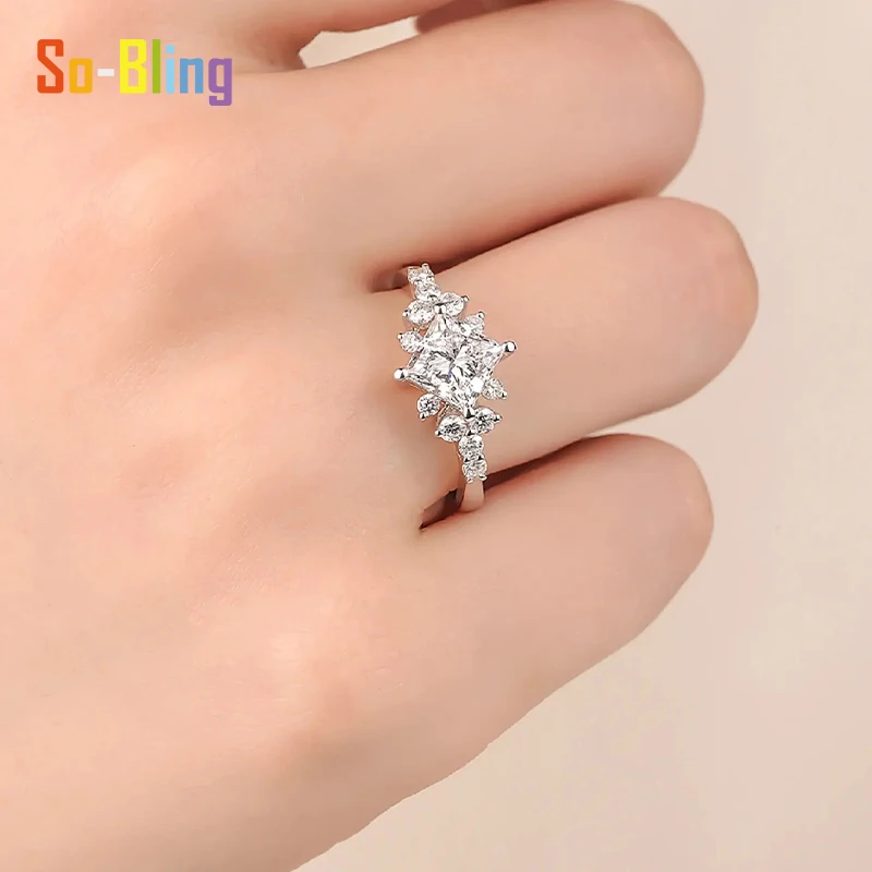 So-Bling 2ct مويسانيتي خاتم الماس الأميرة 925 فضة خواتم للنساء أنيقة غرامة مجوهرات حفلة هدية #3