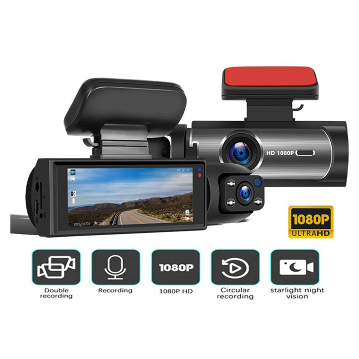 

Car Recorder 3MP Car Front+Car+WiFi HD Dual Lens Dual Recording IR Night Vision 3 Meter Car DV Camera Recorder jasmine