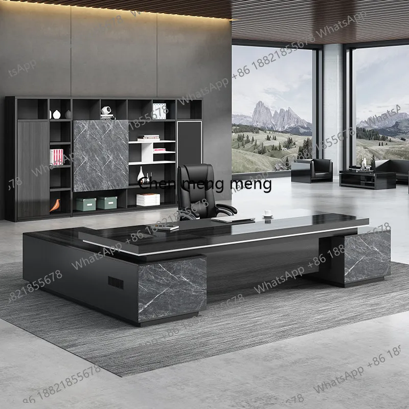 

Простой и современный классический рабочий стол, одноместный стол, стол руководителя, комплект офисной мебели: стол и стул для менеджера.