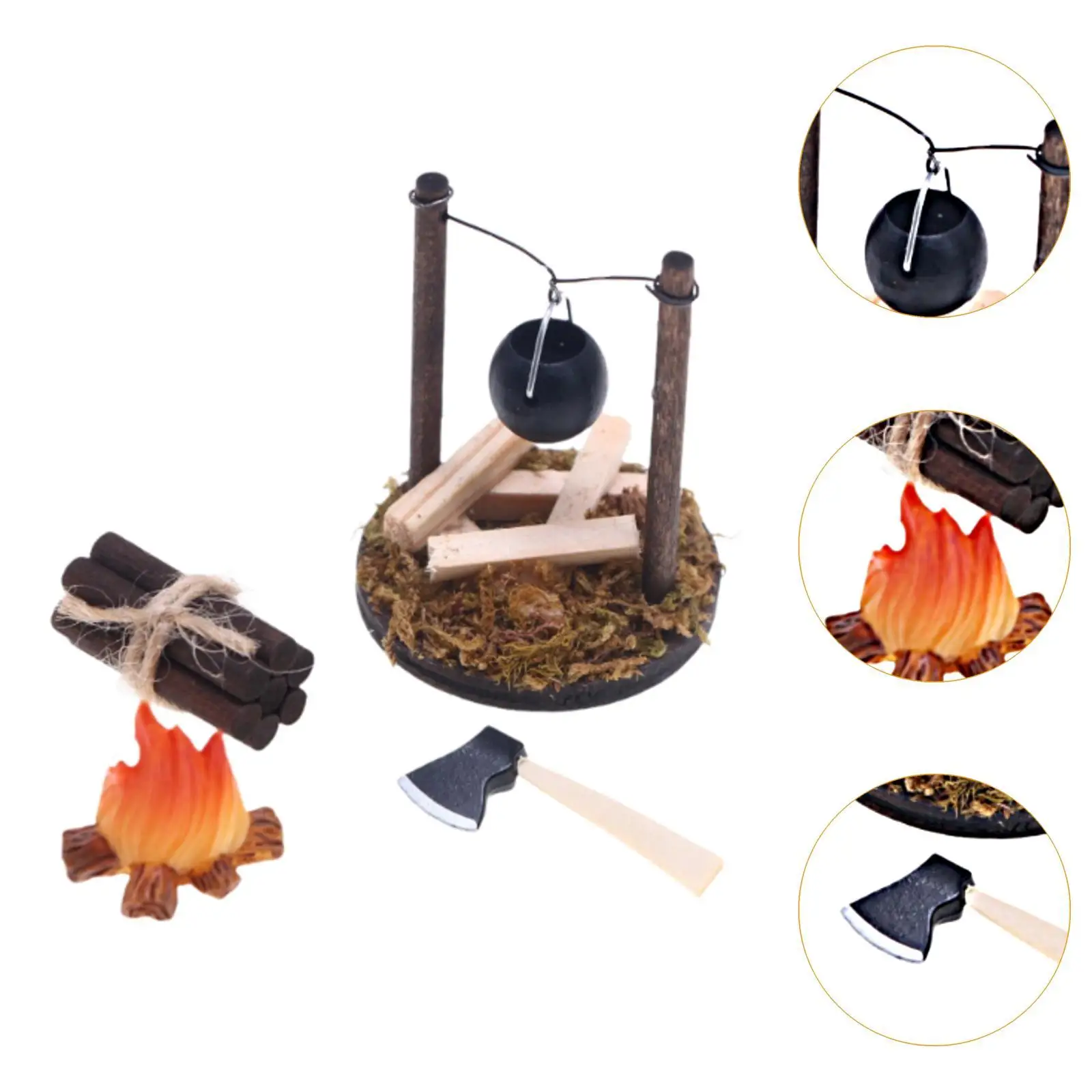 4 Pieces Dollhouse Camp Set Miniature Camping Set Pretend Play Toy Dollhouse Decoration Accessories for 1:12 Dollhouses