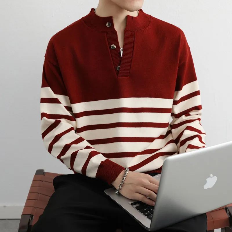 

Men's round Ne Sweater Color Blo Casual Slim Fit Knitted Top Youthful Vitali Sle Autumn Winter Comfortable Breathable