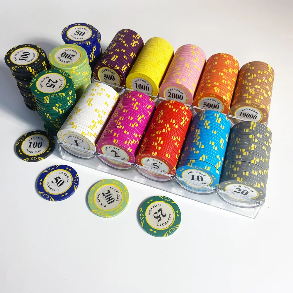 Juego de fichas de póquer de arcilla de piezas, caja de fichas de póker de 40mm, Texas hold\'em, fichas de monedas de Casino, juego de mesa de