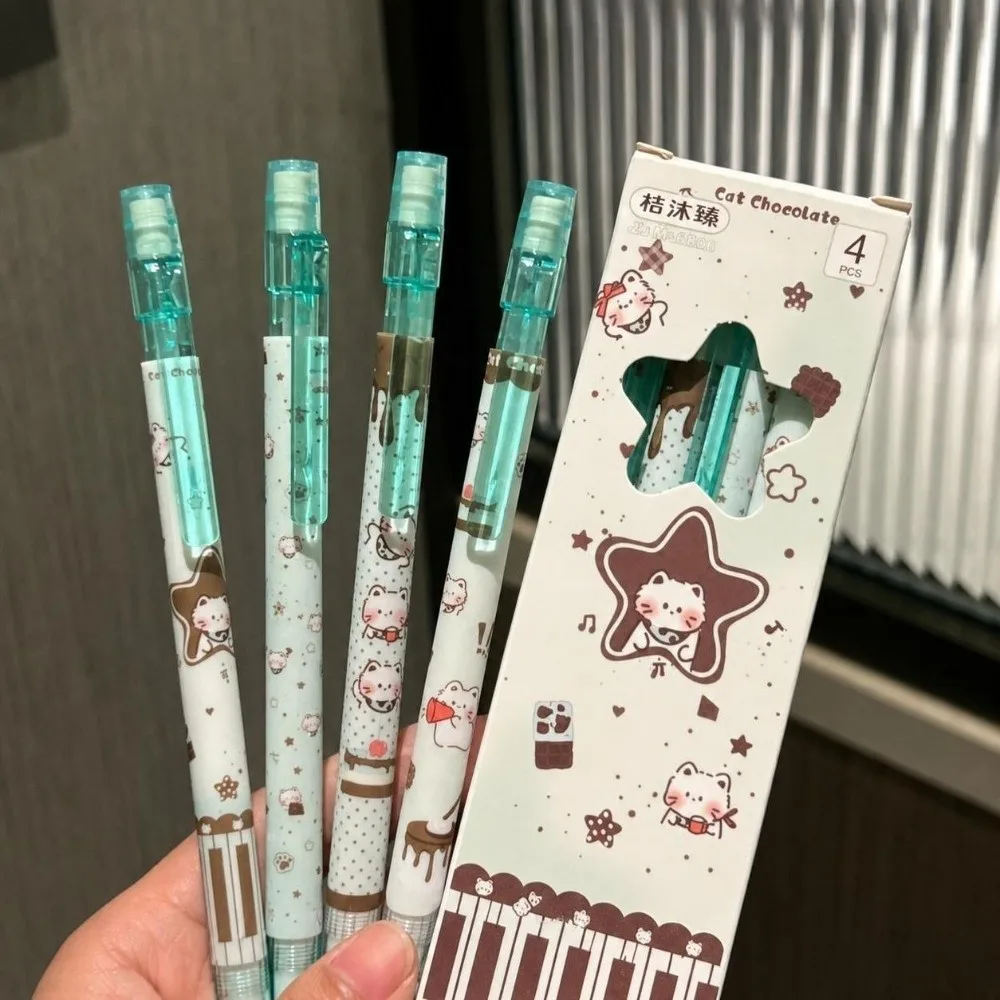 4pcs Durable 0.5mm 2B Lead Mechanical Pencil Set Break Resistant Kawaii Stationery Automatic Pencil Student Writing Pencil Gift