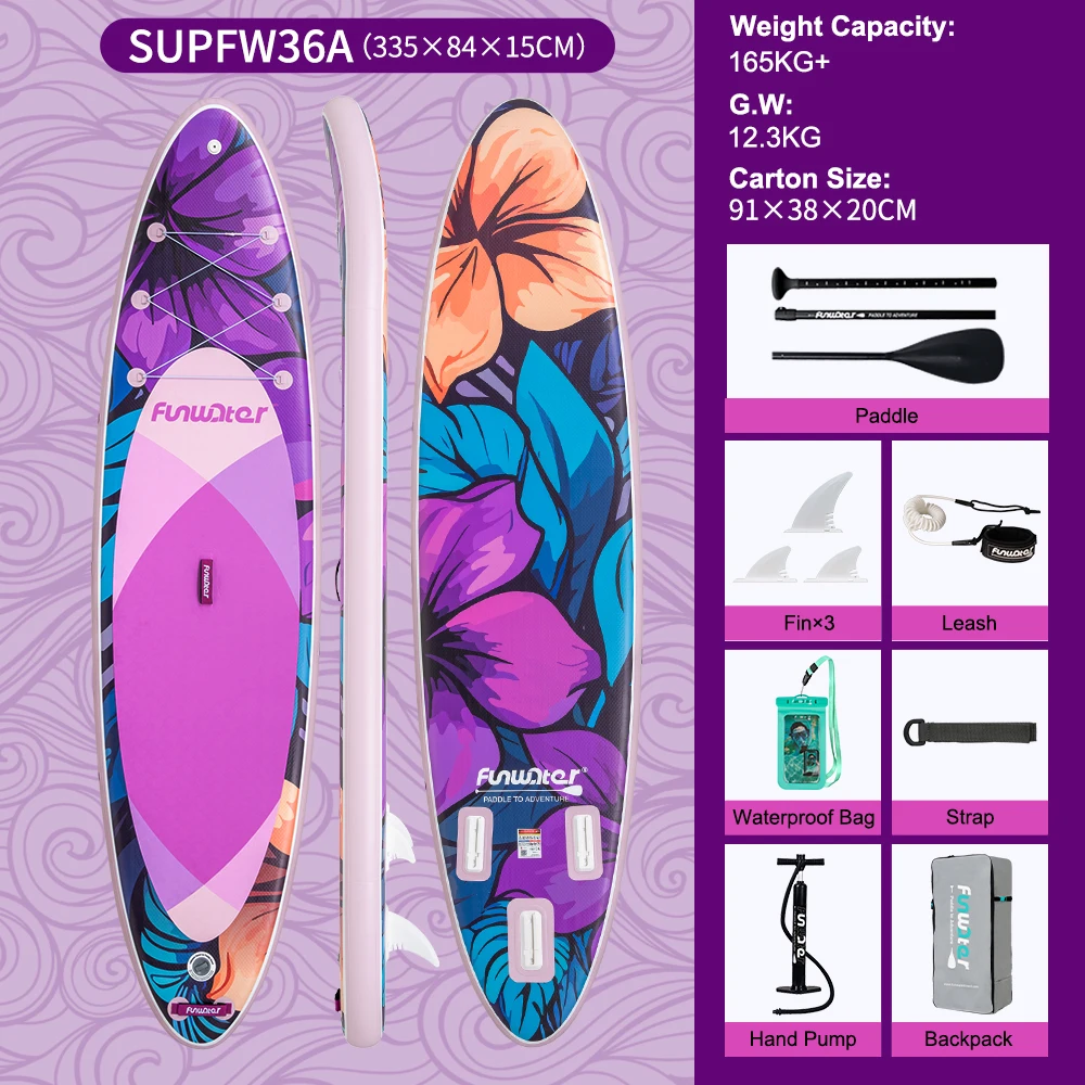FunWater Stand Up Paddle Board Groot formaat 385×85×15CM Opblaasbare Paddling Board Surfplank Surf Sup Board Antislip Paddle Board