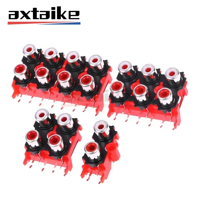 5PCS 2/4/6/8 Hole RCA Female Audio Video Plug 2P 4P 6P 8P Tape Screened AV Socket Connector AV2-8.4-13 Red White Black PCB Parts