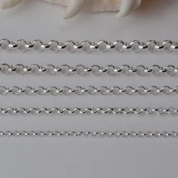 Solid 925 Sterling Silver Rollo/Rolo Chain Loose Rope Link for Jewelry Diy Components and Findings
