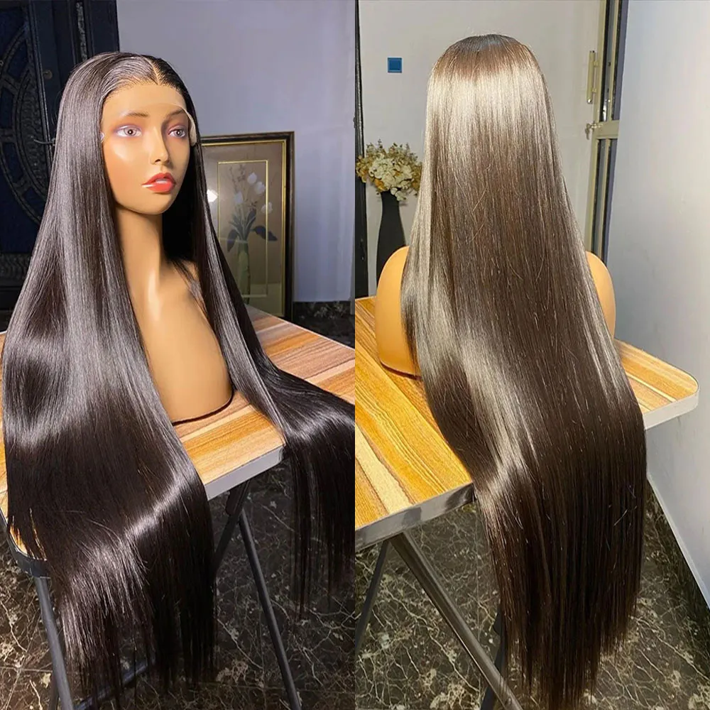 

30 34 Inch 13x6 Lace Front Bone Straight Human Hair Wig Natural Color Pre Plucked Hd Transparent Frontal Brazilian Wig For Woman