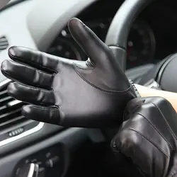 Sports Velet Waterproof Winter Keep Warm Fashion Accessories Full Finger Gloves Men Leather Mittens Touch Screen Gloves