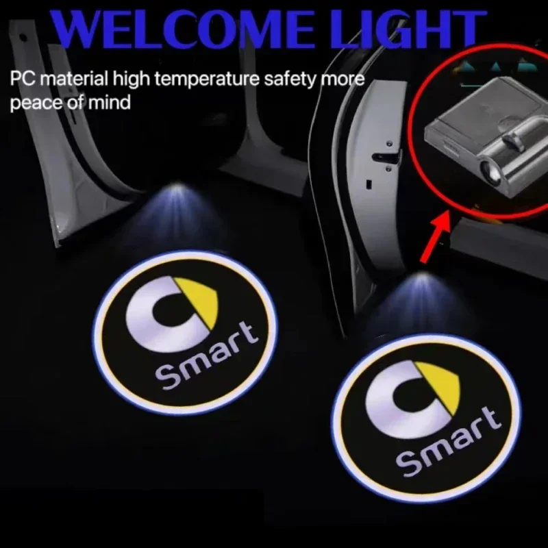 

2pcs Led Car Door Welcome Laser Projector For Smart Forjeremy Forspeed Crash Protection Logo Light Universal Laser Emblem Lamps