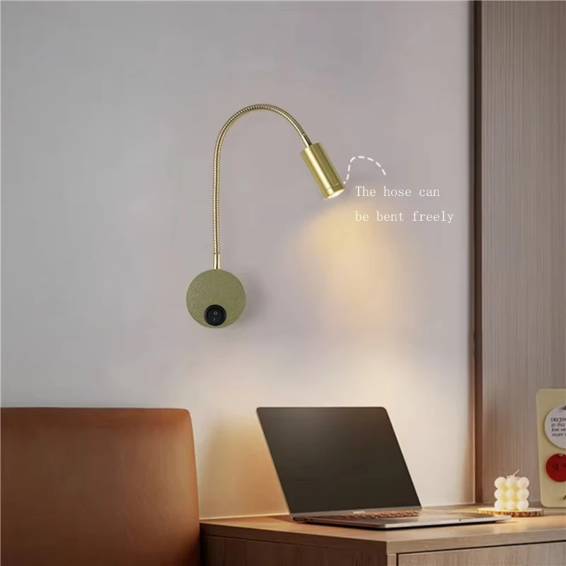 Bedroom With Switch Wall Light LED Bedside Reading Lighting Creative Hotel Study LED Hose Spotlight Simple Hotel Gooseneck Lamp