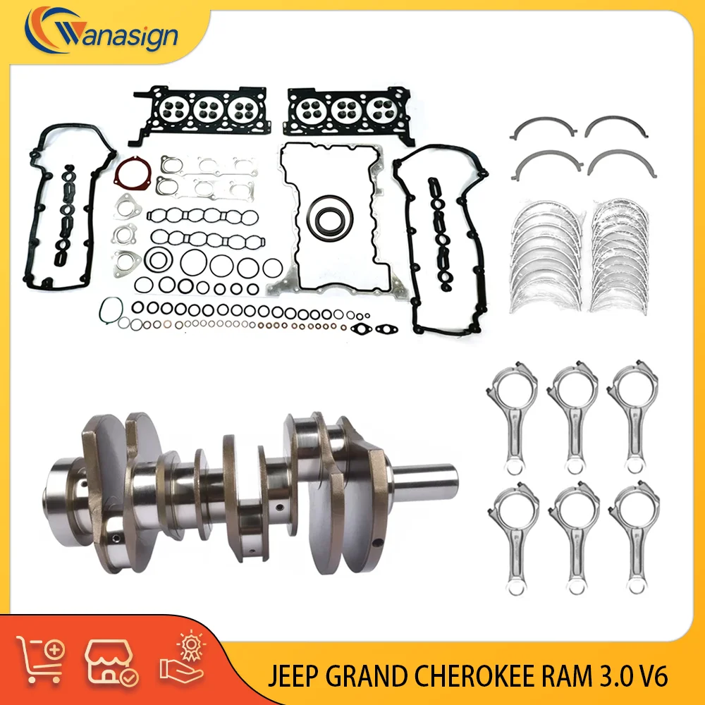

AUTO комплект прокладок коленчатого вала двигателя с полной головкой, комплект подшипников главного шатуна, подходит для Jeep Grand Cherokee 3.0L 3.0 L T V6 14-19