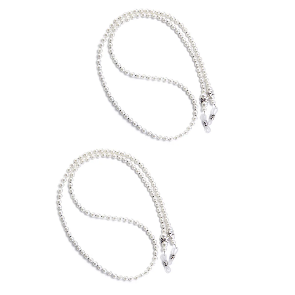 

2Pcs Pearl Eyeglasses Chain Beaded Strap Glasses Cord Anti-Slip Holder for Reading Glasses Sunglasses Outdoor Activities
