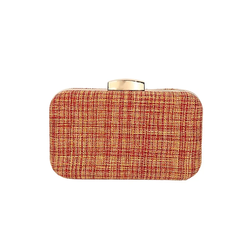 

Vintage Evening Clutch Bag Women's Fashionable Retro Crossbody Chain Fabric Plaid Handbag Ladies Wedding Party Elegant Purse