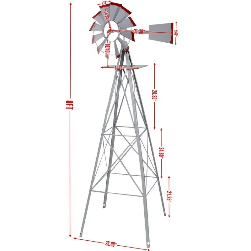 Weather Resistant Garden Windmill Simple Design Outdoor Yard Decor Metal Spinner Ornament for Lawn Patio Landscape Decoration