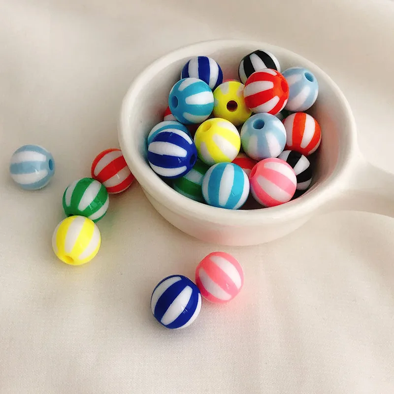 New Arrival 100pcs 12mm Colorful Resin Watermelon Stripes Jewelry Round Gumball Beads Ornament Accessories Material Bracelet DIY