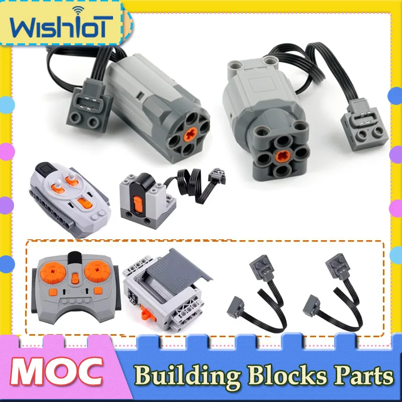 M/L Motor Technology Blocks Parts Power Function Extension Remote Control RC With AA Battery Box For Model Modified Bricks Toys