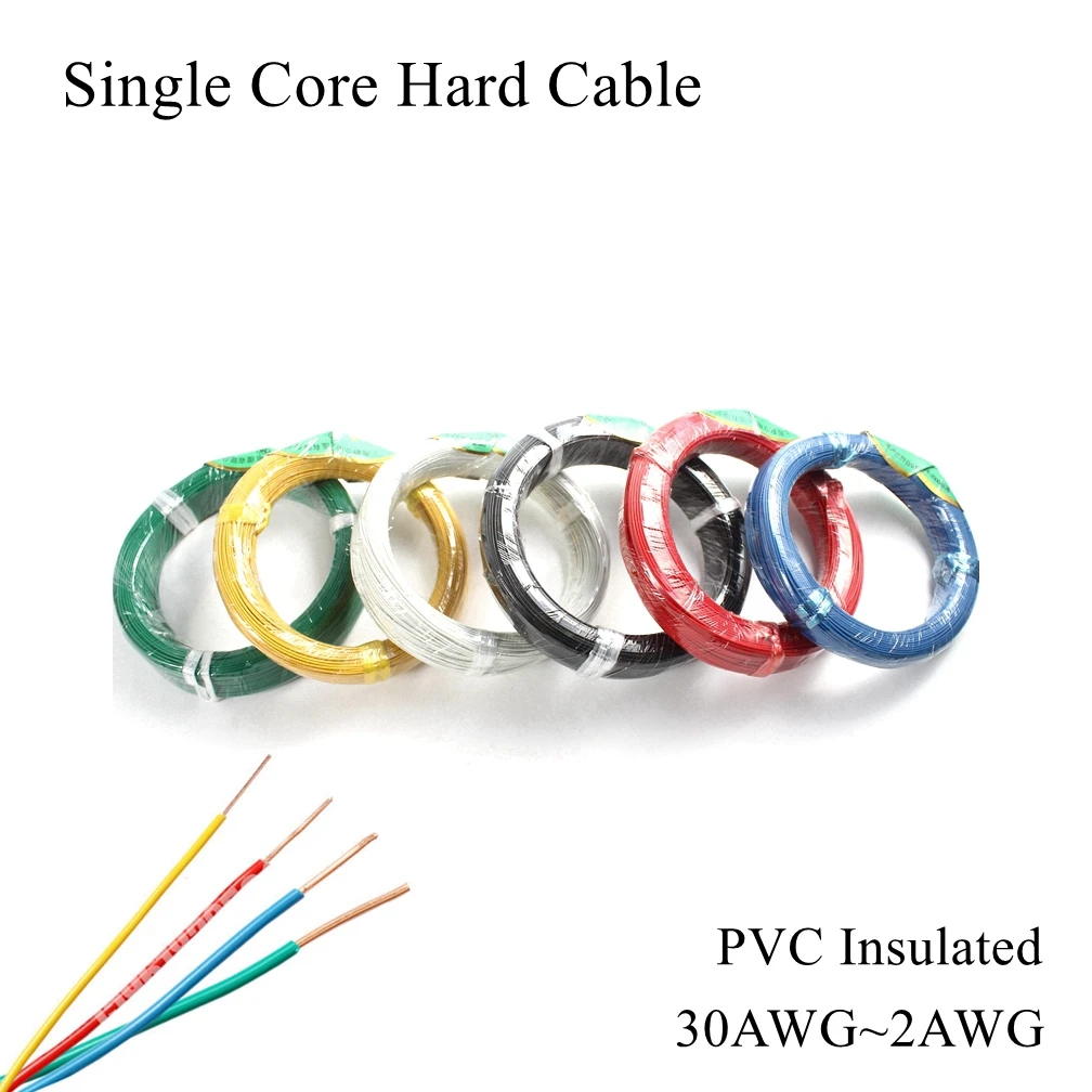 

5m/lot Single Strand Core Solid Electric Wire Cable PVC Insulated Hard Line Electronic Power Pure Copper Flame Retardan BV BVR