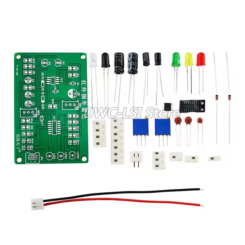 (Scattered parts) Infrared Reversing Radar kit NE555 Simulated Reversing Distance Measurement Electronic DIY Debugging Assembly