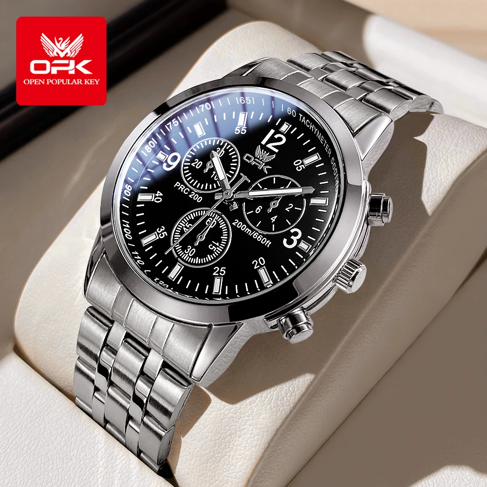 OPK 6015 Mens Watch OriginalQuartz Wristwatch Waterproof Luminous Multifunctional Chronograph Watch Box Authentic Product