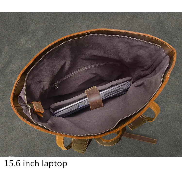 2025 New Genuine Leather Men's Backpack 15-17 Inch Laptop Bag Large Capacity Travel Backpacks Schoolbag Retro Shoulder Bags