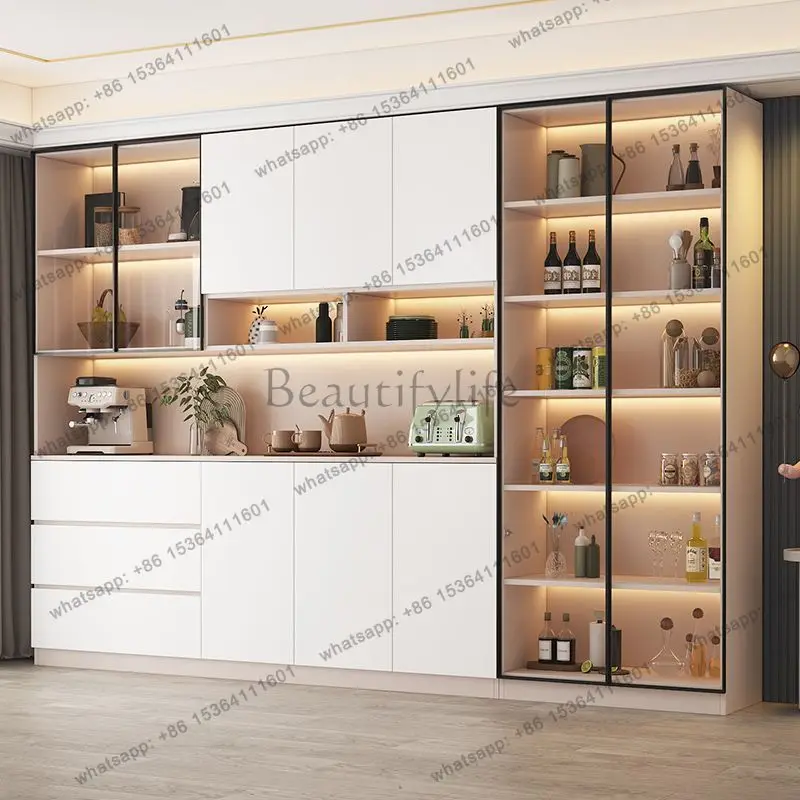 LSModern 78 Inch Tall Sideboards Pantry Storage Cabinet Buffet Kitchen with Drawers Adjustable Shelves for Pantry Living Room