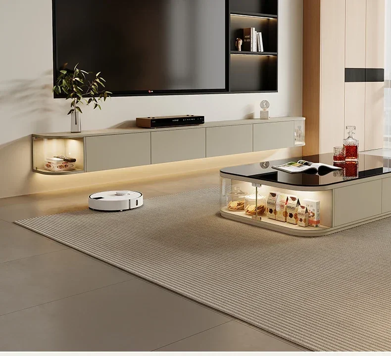 ss 8617 Solid wood TV cabinet suspended wall hanging with light 30 cm ultra-thin modern simple living room home