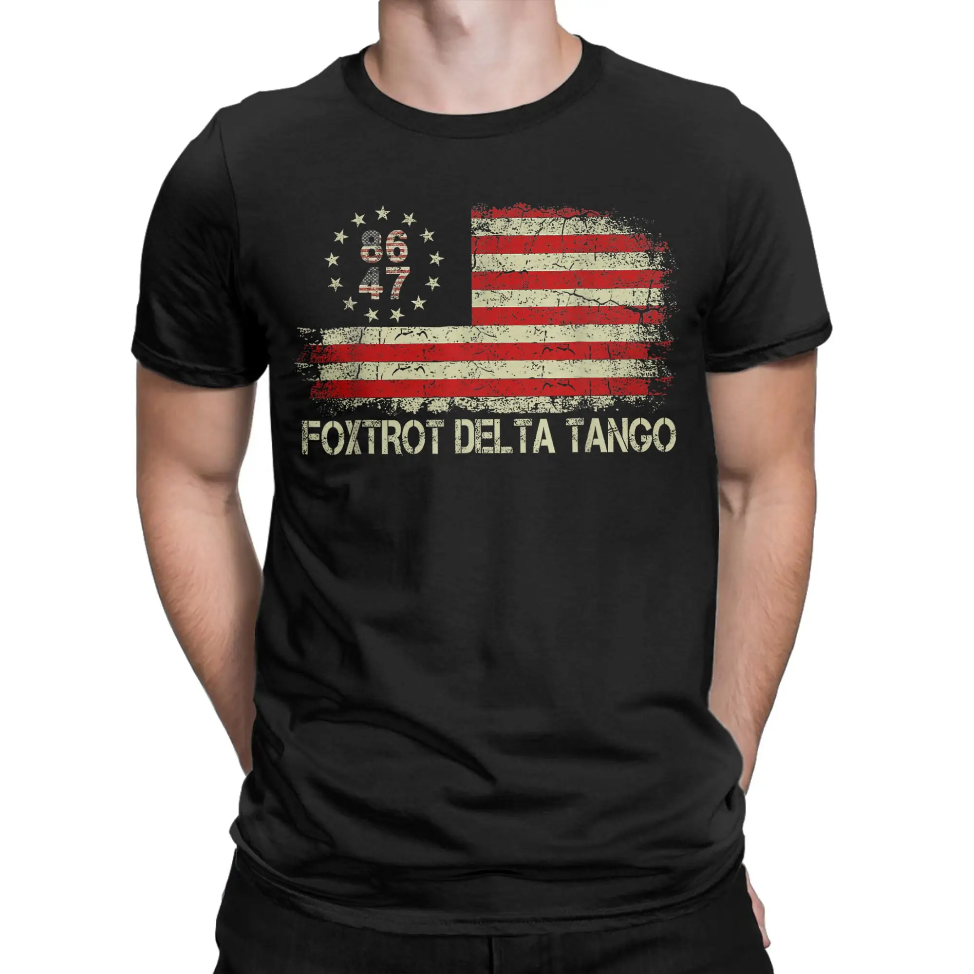 

Foxtrots Deltas Tangos 86 47 American Flag T-Shirt Leisure T Shirts Short Sleeves Y2K Fun Tshirt Summer Cotton Round Neck Tops