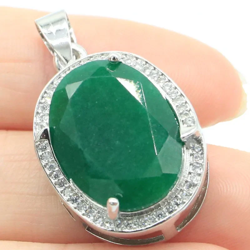 

Buy 4 Get 1 Free 40x20mm European Design Big Gemstone Real Green Emerald CZ Women Engagement Silver Earrings Pendant