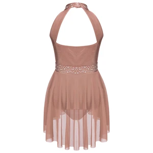 بلا أكمام لامعة حجر الراين ثياب للفتيات فستان الرقص الغنائي للباليه والتزلج على الجليد والجمباز زي المرحلة للطفل أفضل 10 أزياء للتزلج على الجليد للمبيعات - No3