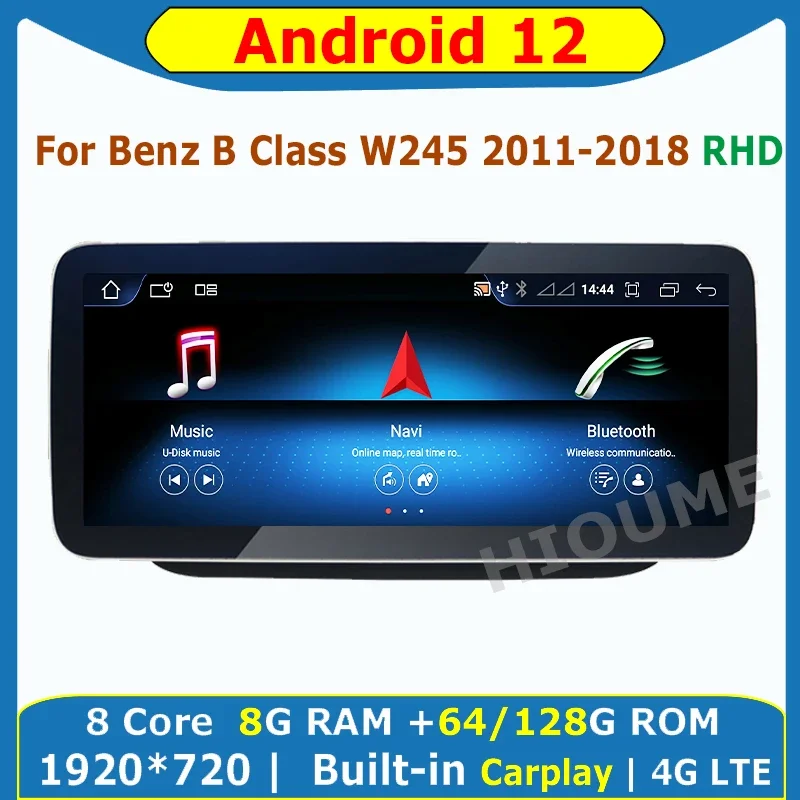 

Car Radio 12.5/10.25inch Andriod 12 Display 8G+128G GPS Multimedia Player for Mercedes Benz B Class B180 W245 w246 2011-2018 RHD