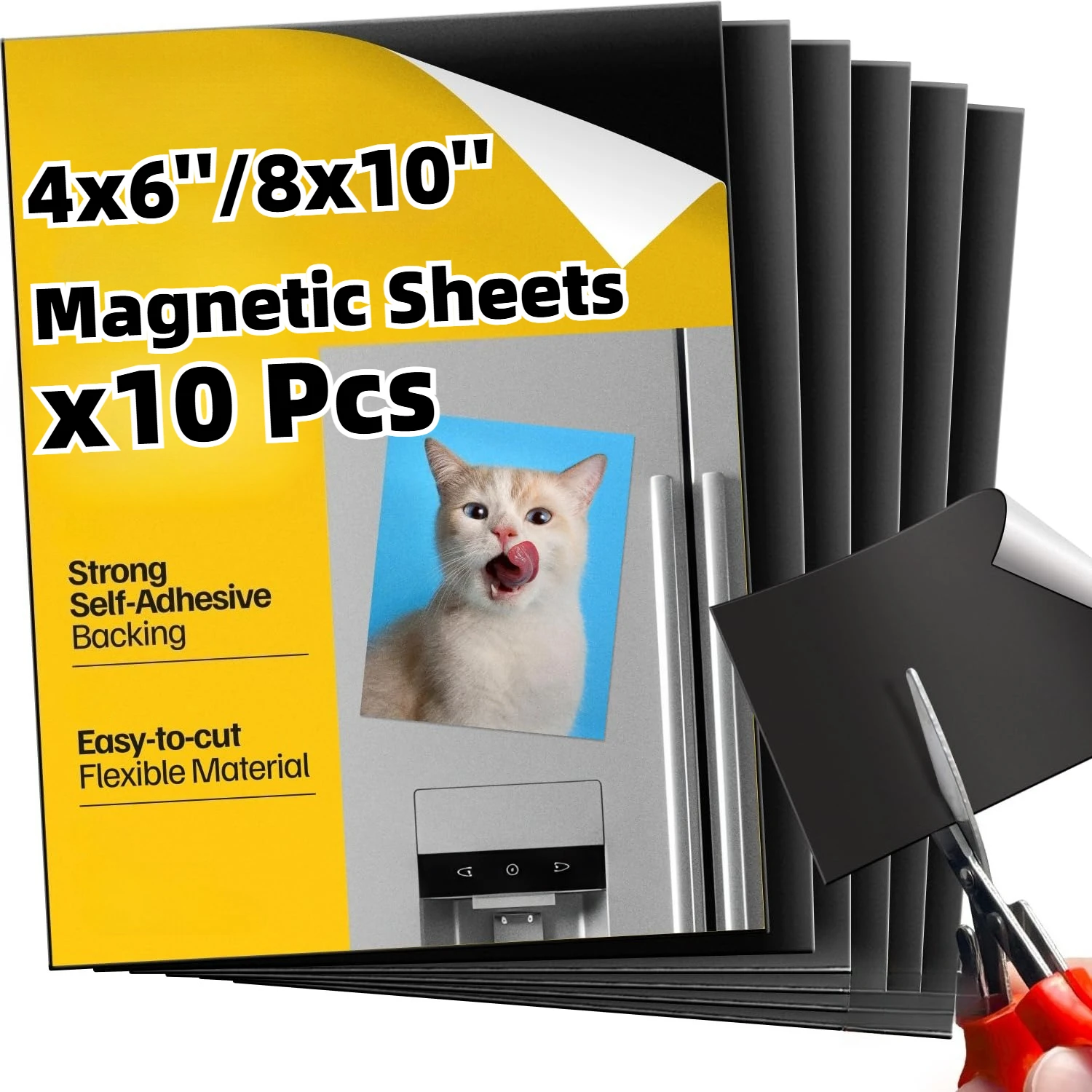 

10 шт. магнитных листов 4x6/8x10 дюймов с клейкой основой, гибкая магнитная бумага для фотографий, поделок и наклеек