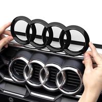For Audi A1 A3 A4 A5 A6 A8 Q2 Q3 Q5 Q6 Q7 Q8 TT RS Car Silver/Black Four Ring 3D ABS Front Engine Cover Grille Badge, Trunk
