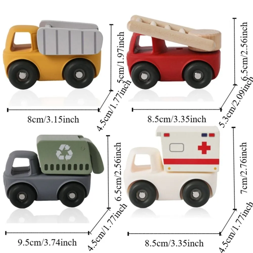 Juegos Montessori desmontables, cuerpo de silicona, carro de madera, coches de juguete educativos, diseño multifuncional de mezcla y combinación