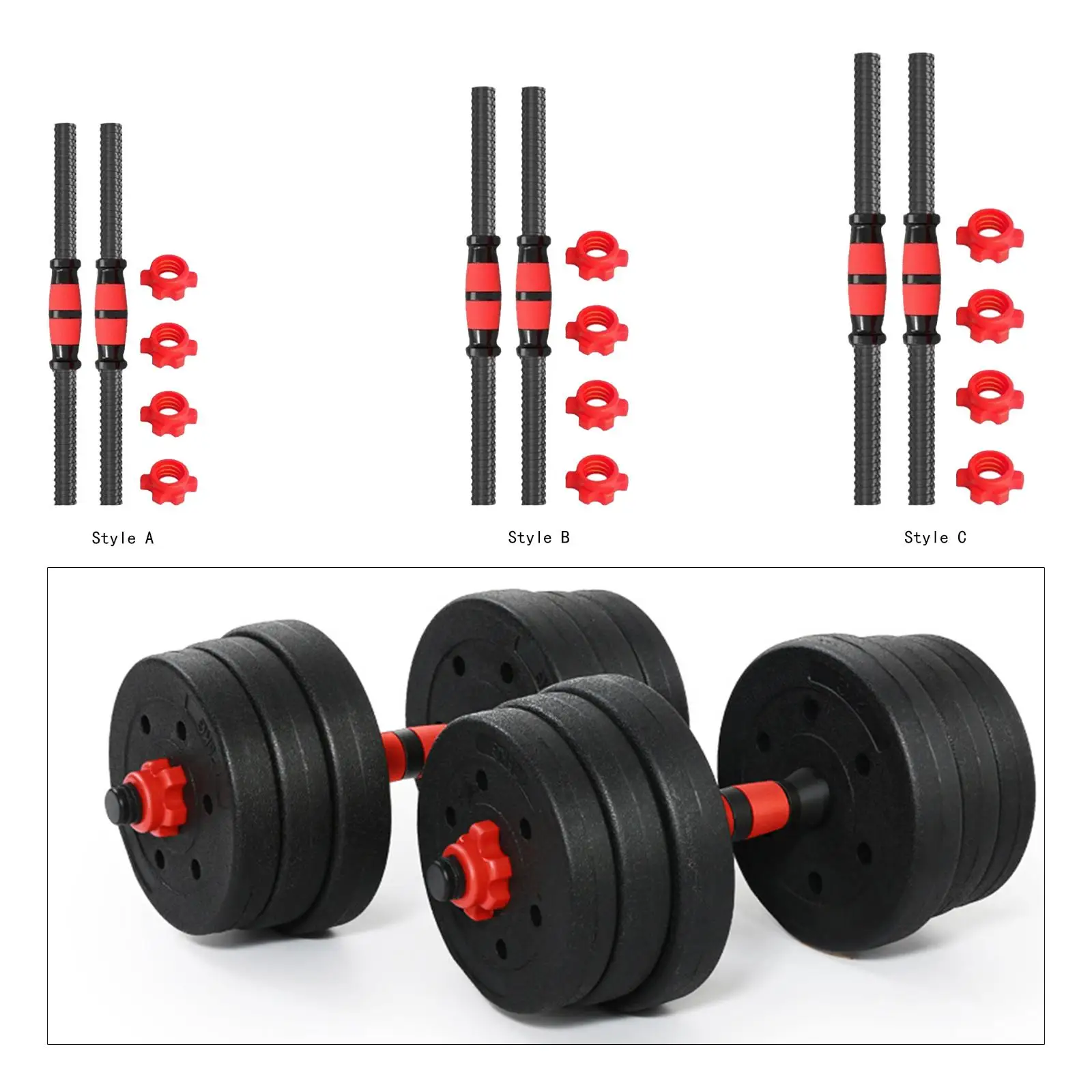 2Pcs Dumbbell Handle Barbell Handle Steel Sturdy Adjustable Dumbellsweights Set for Strength Training Fitness Equipment Home 2Pcs Dumbbell Handle Barbell Handle Steel Sturdy Adjustable Dumbellsweights Set for Strength Training Fitness Equipment Home