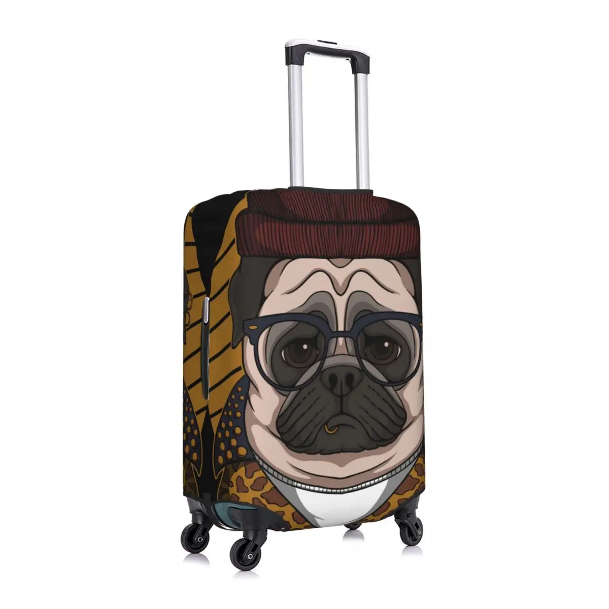 Fashion Graffiti Suitcase Cover Pug Dog Cartoon Practical Travel Protection Luggage Accesories Vacation